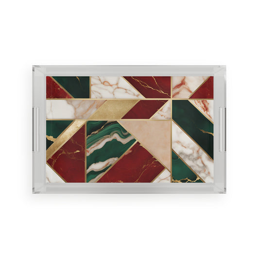 Acrylic Tray Christmas Marble Red Green Gold (CWA Original Design)