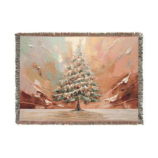 Christmas Tree Oil Painting Woven Blanket